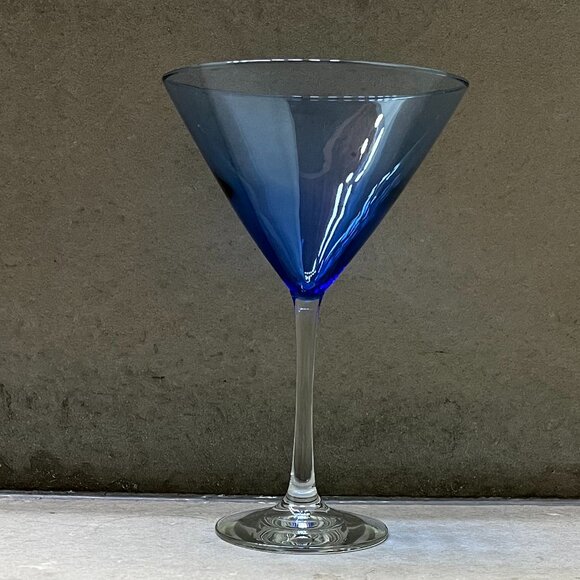 Set of 3 Martini/Cocktail Glasses: 1 Teal, 1 Smoky, 1 Blue, 5" x 7-1/2" - Picture 5 of 9